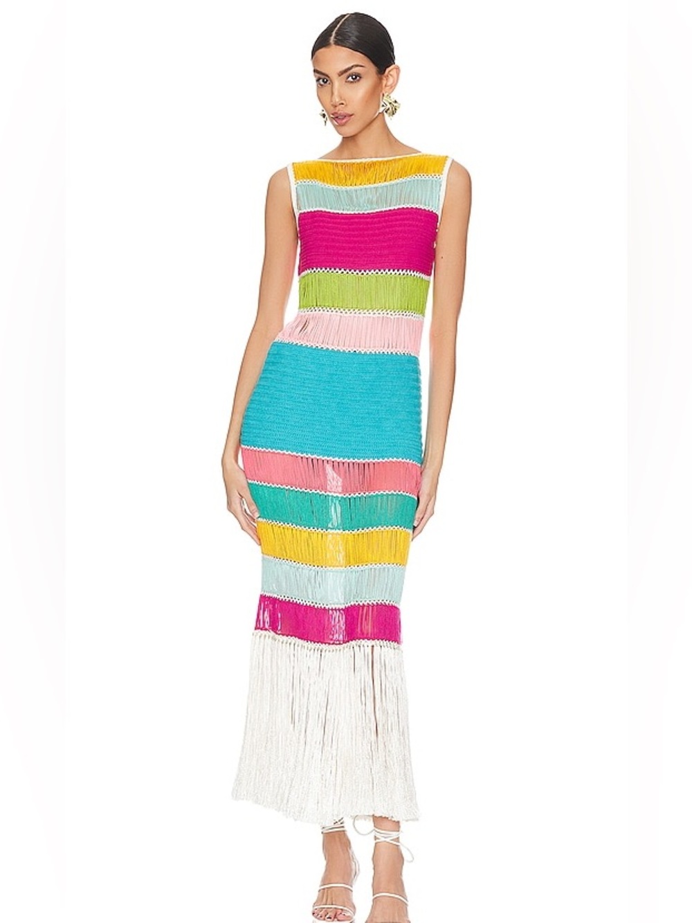 Colorblock Fringe Midi Dress - Multicolor MY BEACHY SIDE